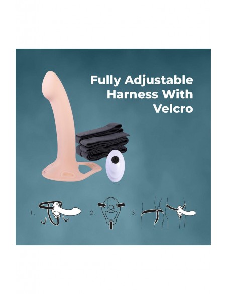 NMC 9.5 INCH RECHARGEABLE SILICONE VIBRATION HOLLOW STRAP ON WITH BALL RING FLESH