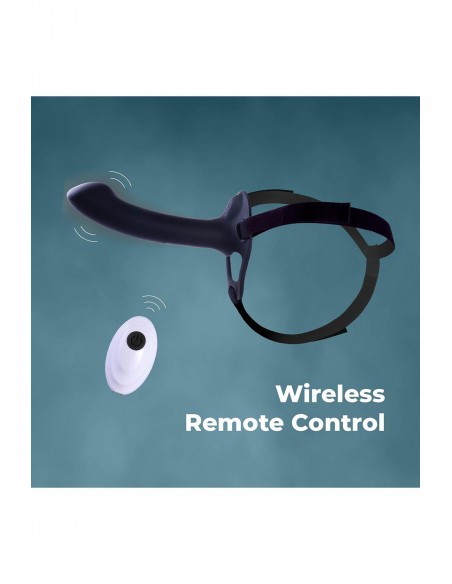 NMC 9.5 INCH RECHARGEABLE SILICONE VIBRATION HOLLOW STRAP ON WITH BALL RING BLACK