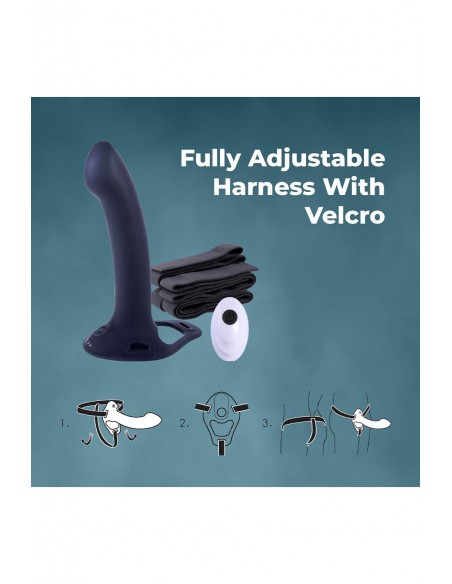 NMC 9.5 INCH RECHARGEABLE SILICONE VIBRATION HOLLOW STRAP ON WITH BALL RING BLACK