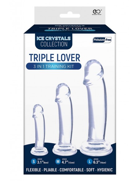 NMC TRIPLE LOVER - 3 IN 1 TRAINING KIT SET WITH 3 DIFFERENT SIZE DILDO CLEAR