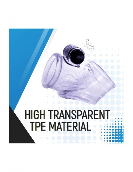 NMC TPE PENIS SLEEVE WITH 10 DYNAMIC RHYTHMS VIBRATING BULLET CLEAR