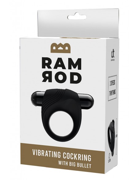 RAMROD VIBRATING COCKRING WITH BIG BULLET BLACK
