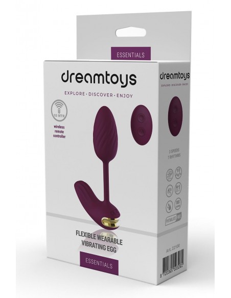 ESSENTIALS FLEXIBLE WEARABLE VIBRATING EGG PURPLE