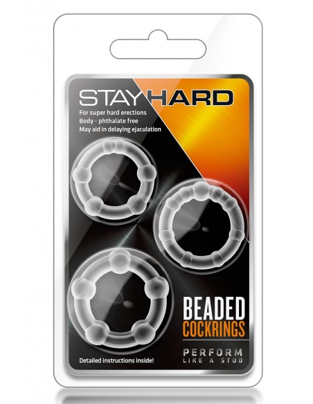 STAY HARD BEADED COCKRINGS CLEAR