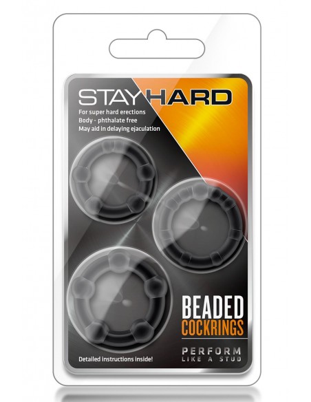 STAY HARD BEADED COCKRINGS BLACK