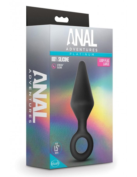 ANAL ADVENTURES PLATINUM SILICONE LOOP PLUG LARGE BLACK