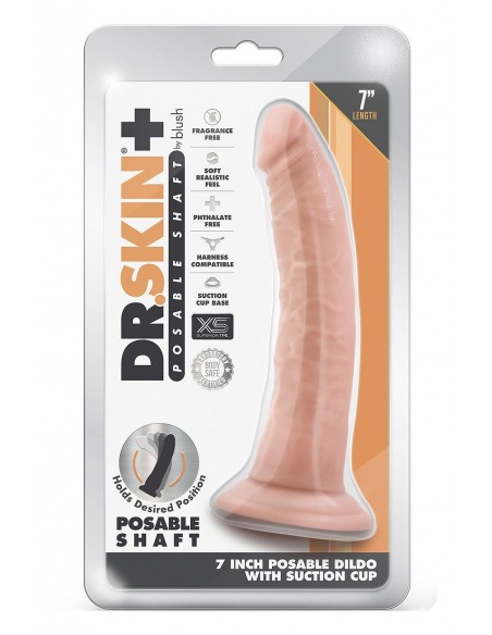 DR. SKIN PLUS 7 INCH POSABLE DILDO VANILLA