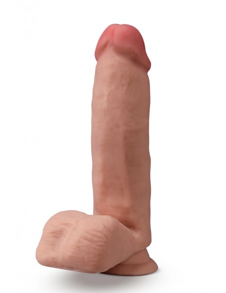 DR. SKIN PLUS  7 INCH POSABLE DILDO WITH BALLS  MOCHA