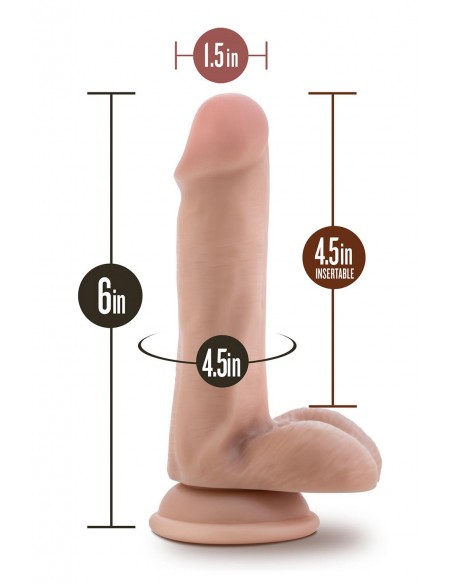 DR. SKIN PLUS 6 INCH POSABLE DILDO WITH BALLS  VANILLA