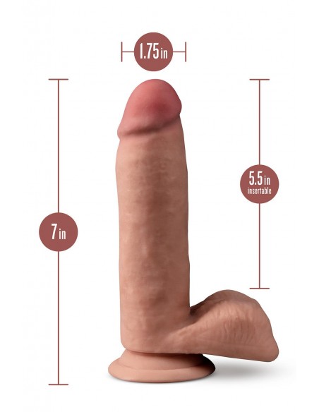 DR. SKIN PLUS  7 INCH POSABLE DILDO WITH BALLS  MOCHA