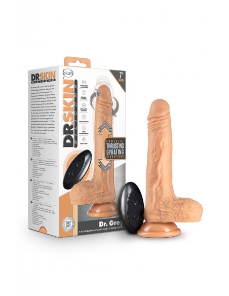DR. SKIN SILICONE DR. GREY 7 INCH THRUSTING DILDO VANILLA