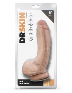 DR. SKIN MR. MAYOR 9 INCH DILDO WITH BALLS BEIGE 2