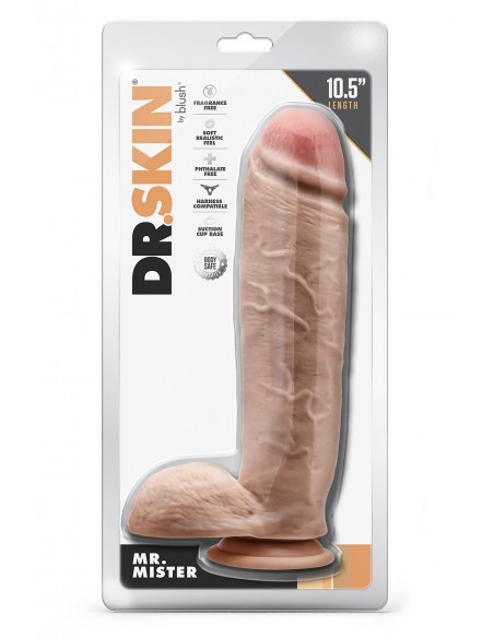 DR. SKIN MR. MISTER 10.5 INCH DILDO WITH BALLS BEIGE