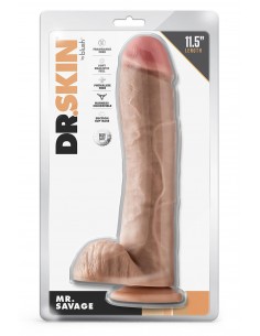 DR. SKIN MR. SAVAGE 11.5 INCH DILDO WITH BALLS BEIGE 2