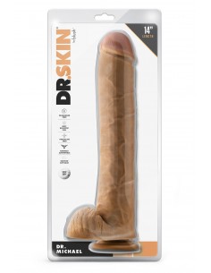 DR. SKIN DR. MICHAEL 14 INCH DILDO WITH BALLS TAN 2