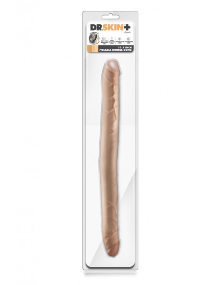 DR. SKIN PLUS 16.5â€ POSABLE DOUBLE DONG BEIGE