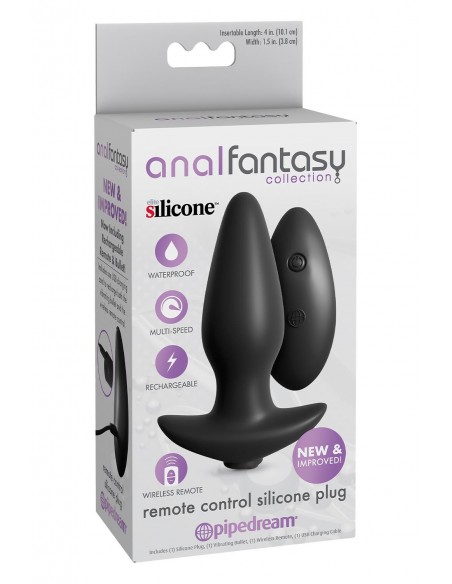 ANAL FANTASY COLLECTION COLLECTION REMOTE CONTROL SILICONE PLUG BLACK