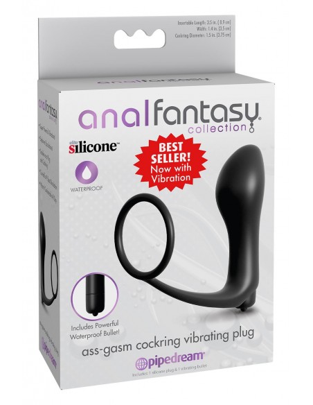 ANAL FANTASY COLLECTION ASS-GASM COCKRING VIBRATING PLUG BLACK