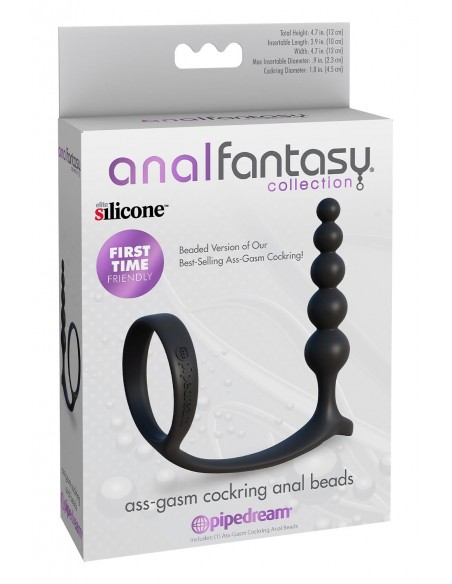 ANAL FANTASY COLLECTION ASS-GASM COCKRING ANAL BEADS BLACK
