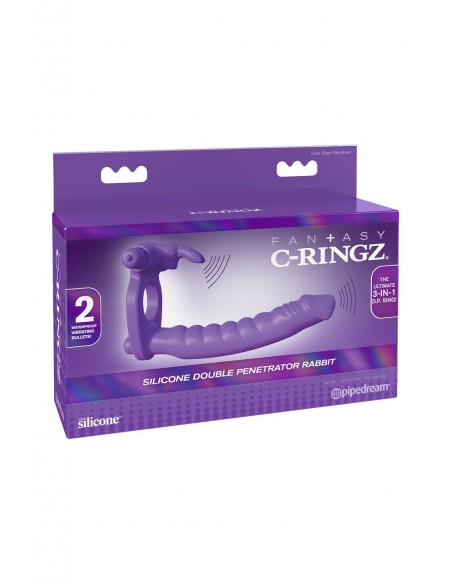 FANTASY C-RINGZ SILICONE DOUBLE PENETRATOR RABBIT PURPLE