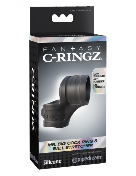 FANTASY C-RINGZ MR. BIG COCK RING AND BALL STRETCHER BLACK
