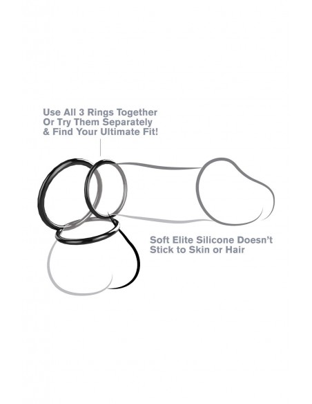 FANTASY C-RINGZ SILICONE 3-RING STAMINA SET BLACK