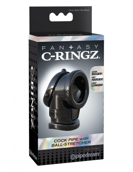FANTASY C-RINGZ COCK PIPE WITH BALL-STRETCHER BLACK