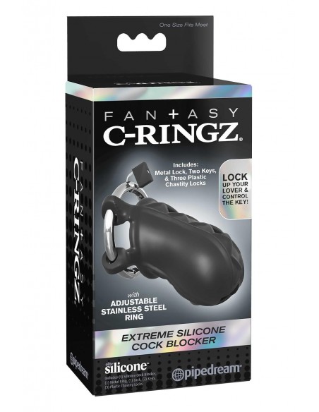 FANTASY C-RINGZ EXTREME SILICONE COCK BLOCKER BLACK