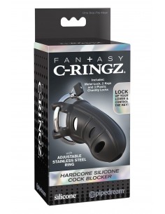 FANTASY C-RINGZ HARDCORE SILICONE COCK BLOCKER BLACK 2