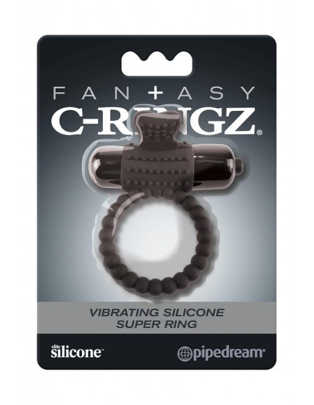 FANTASY C-RINGZ VIBRATING SILICONE SUPER RING BLACK