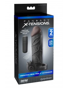 FANTASY X-TENSIONS VIBRATING REAL FEEL 2 INCH EXTENSION BLACK 2