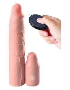 FANTASY X-TENSIONS ELITE 9 INCH SLEEVE VIBRATING 3 INCH PLUG WITH REMOTE LIGHT
