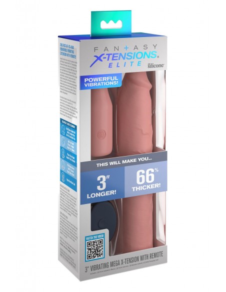 FANTASY X-TENSIONS ELITE 9 INCH SLEEVE VIBRATING 3 INCH PLUG WITH REMOTE LIGHT