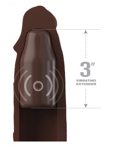 FANTASY X-TENSIONS ELITE 9 INCH SLEEVE VIBRATING 3 INCH PLUG WITH REMOTE BROWN