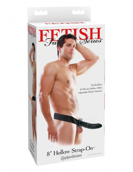 FETISH FANTASY SERIES 8 INCH HOLLOW STRAP-ON BLACK