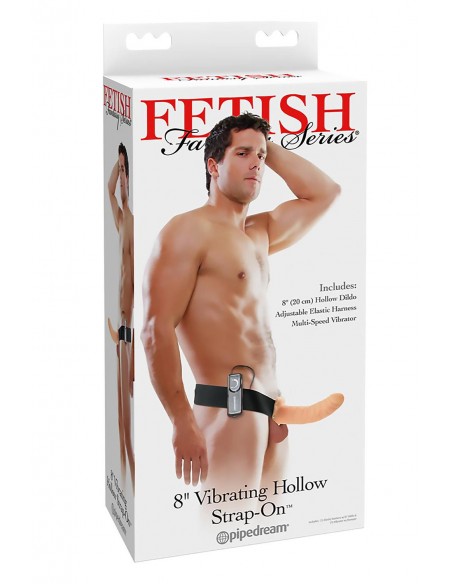 FETISH FANTASY SERIES 8 INCH VIBRATING HOLLOW STRAP-ON LIGHT