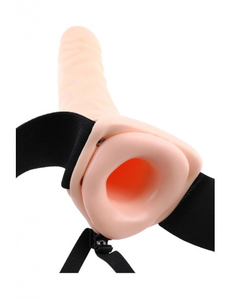 FETISH FANTASY SERIES 8 INCH VIBRATING HOLLOW STRAP-ON LIGHT