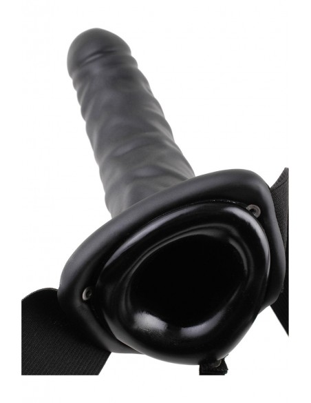 FETISH FANTASY SERIES 8 INCH VIBRATING HOLLOW STRAP-ON BLACK