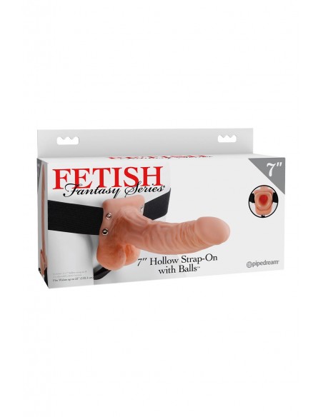FETISH FANTASY SERIES 7 INCH HOLLOW STRAP-ON WITH BALLS LIGHT