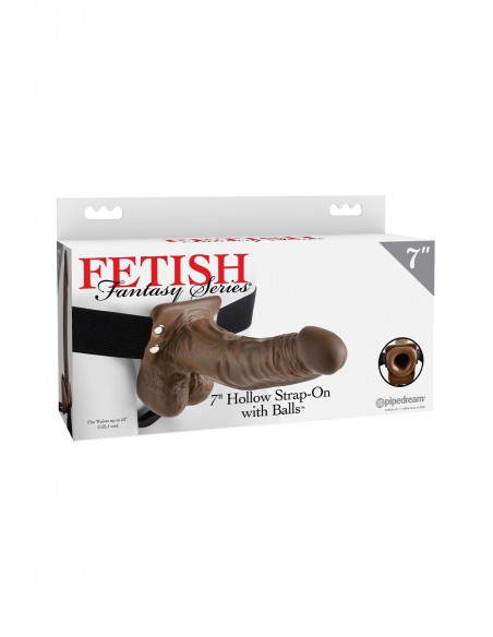 FETISH FANTASY SERIES 7 INCH HOLLOW STRAP-ON WITH BALL BROWN