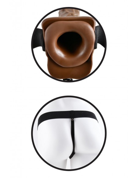 FETISH FANTASY SERIES 7 INCH HOLLOW STRAP-ON WITH BALL BROWN