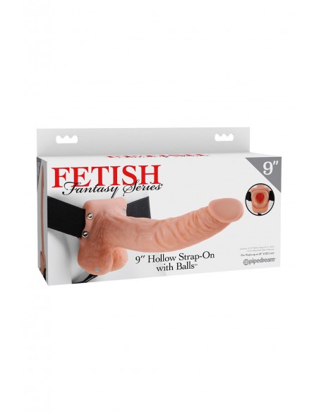 FETISH FANTASY SERIES 9 INCH HOLLOW STRAP-ON WITH BALLS LIGHT