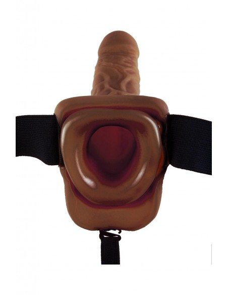 FETISH FANTASY SERIES 9 INCH HOLLOW STRAP-ON WITH BALLS BROWN