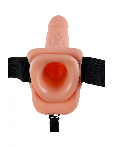 FETISH FANTASY SERIES 7 INCH VIBRATING HOLLOW STRAP-ON WITH BALLS LIGHT