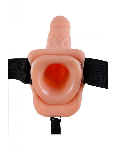 FETISH FANTASY SERIES 9 INCH VIBRATING HOLLOW STRAP-ON WITH BALLS LIGHT