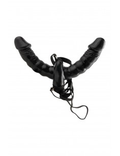 FETISH FANTASY SERIES VIBRATING DOUBLE DELIGHT STRAP-ON BLACK