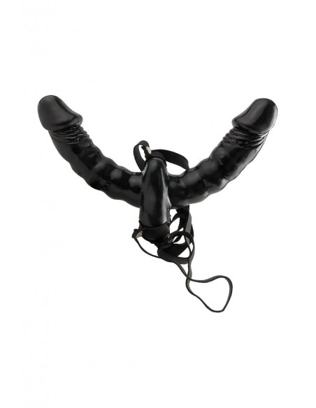 FETISH FANTASY SERIES VIBRATING DOUBLE DELIGHT STRAP-ON BLACK