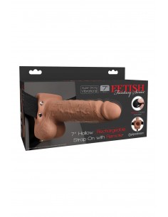 FETISH FANTASY SERIES 7 INCH HOLLOW STRAP-ON WITH REMOTE TAN 2