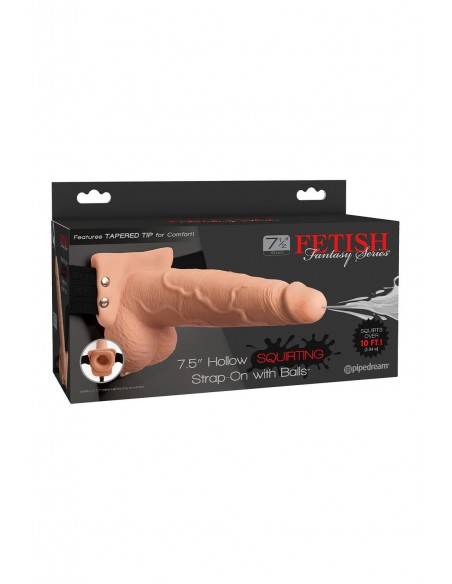FETISH FANTASY SERIES 7 INCH SQUIRTING HOLLOW STRAP-ON LIGHT