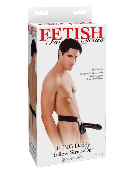 FETISH FANTASY SERIES BIG DADDY HOLLOW 10 INCH STRAP-ON BLACK